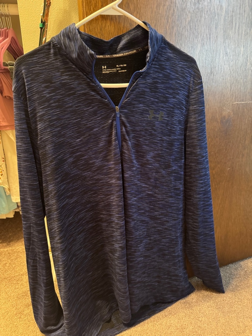 Under Armour Blue Heathered Quarter-Zip Pullover